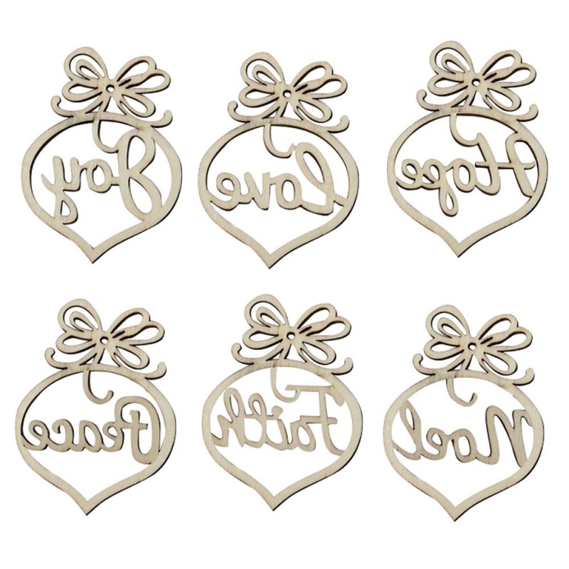 Creative Peace Love Christmas Decorations Wooden Ornament Xmas Tree Hanging Tags Pendant Decor 6pcs a Lot Free shipping