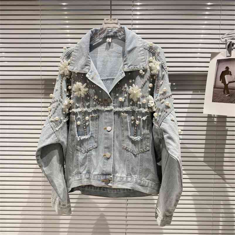 Women Beading Wash Water Denim Jacket Long Sleeve Loose Fit Pearls Fashion Spring Summer 11B637 210525, Light blue
Women Beading Wash Water Denim Jacket Long Sleeve Loose Fit Pearls Fashion Spring Summer 11B637 210525, Light blue