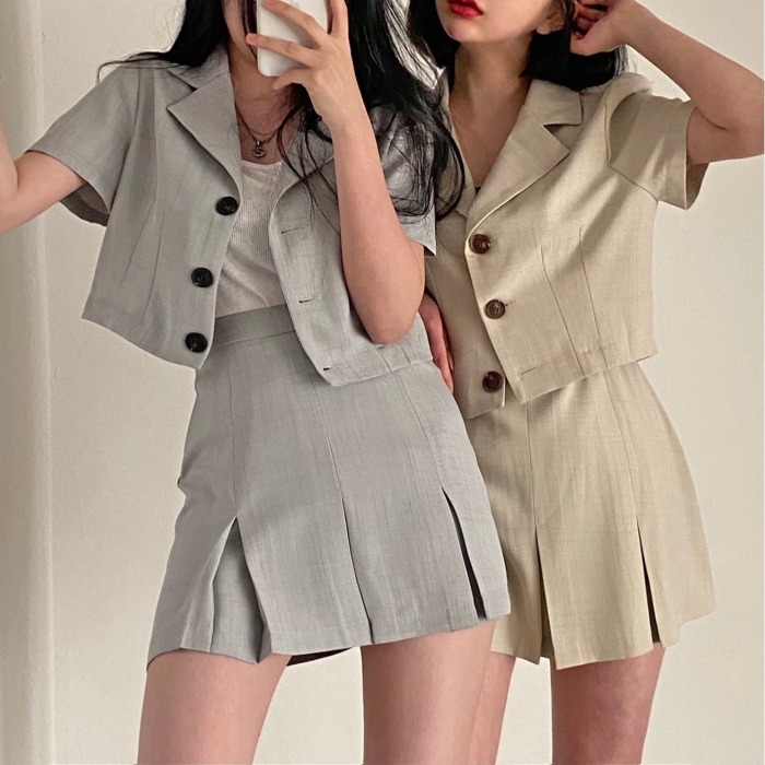 Korean style short-sleeved small suit jacket + hip skirt pleated female CHIC art INS 210525, Apricot skirt
Korean style short-sleeved small suit jacket + hip skirt pleated female CHIC art INS 210525, Apricot skirt
