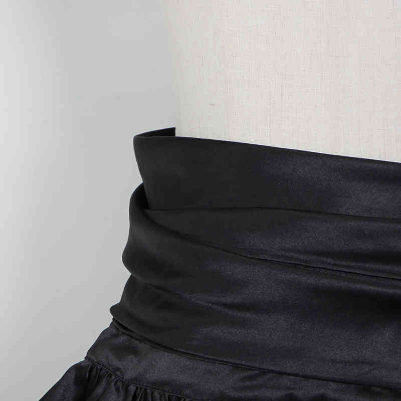 Black Bowknot Patchwork Skirt For Women High Waist Asymmetrical Pleated Solid Skirts Female Summer Clothes 210521