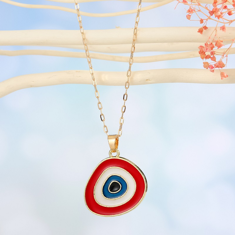 Fashion Enamel Geometry Evil Eyes Pendant Necklace For Womens Jewelry Big Turkish Eye Chains Choker Necklaces Clavicel Chains for women jewelry