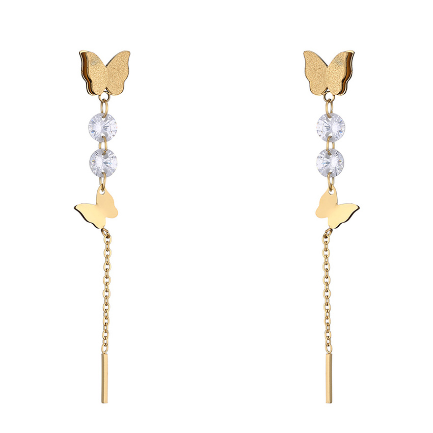 Butterfly Earrings Stainless Steel Gold Chain Dangle Chandelier Stud Ear Rings for Women Fashion Jewelry Will and Sandy
Butterfly Earrings Stainless Steel Gold Chain Dangle Chandelier Stud Ear Rings for Women Fashion Jewelry Will and Sandy