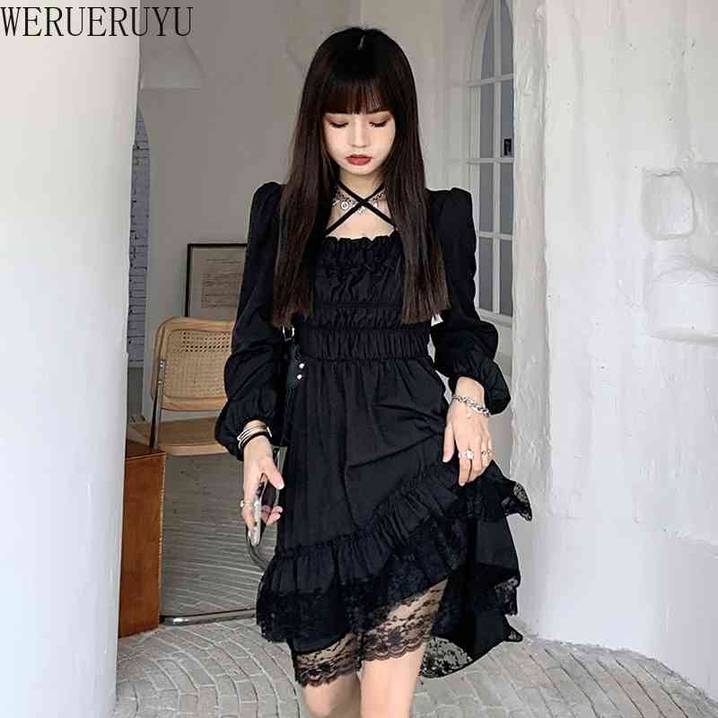 WERUERUYU apanese style retro Gothic lolita square neck lace little black dress high waist slim long sleeve dress women autumn 210608, Photo color
WERUERUYU apanese style retro Gothic lolita square neck lace little black dress high waist slim long sleeve dress women autumn 210608, Photo color