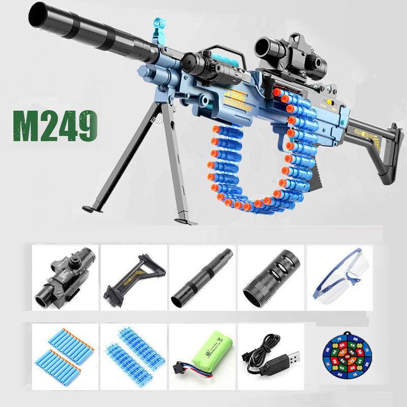 M2 M249 Soft Bullet Chain Toy Gun Blaster Pistol Boy Birthday Gift CS Fighting Game Safety Suction Plate
