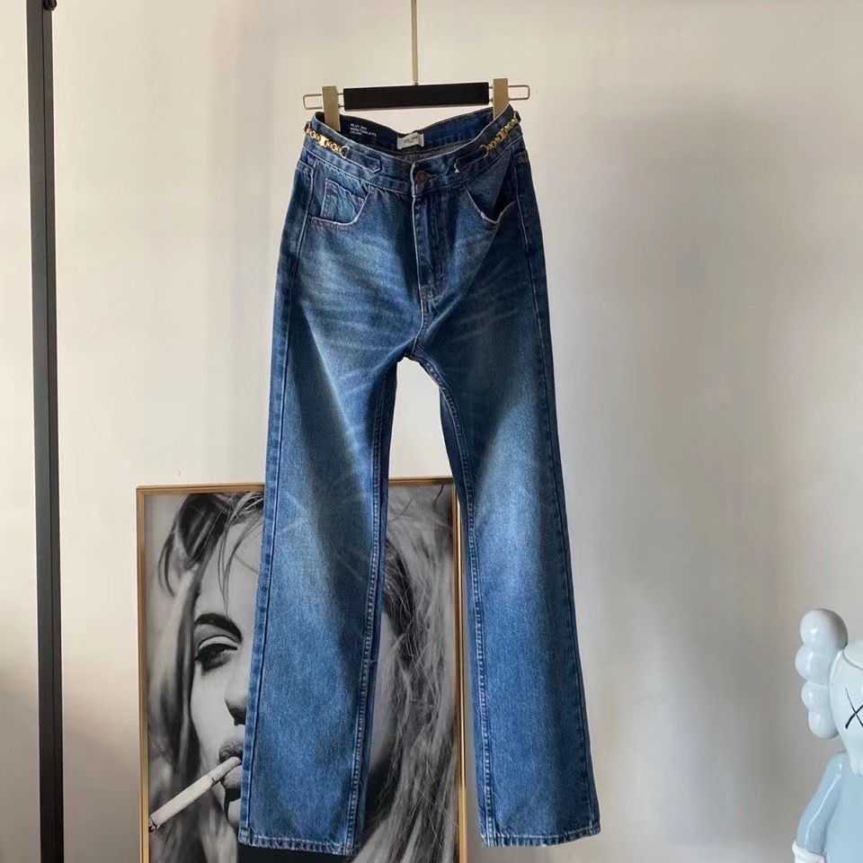 21 new high waist retro Arc de Triomphe metal chain leg length straight jeans women' Blue Vintage casual, Metal chain jeans are too small
21 new high waist retro Arc de Triomphe metal chain leg length straight jeans women' Blue Vintage casual, Metal chain jeans are too small