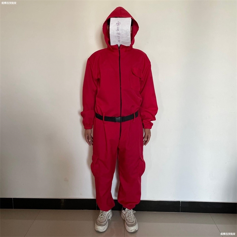 20212021 Korean squid game film and television same masked man Cosplay hooded one-piece clothes, Red
20212021 Korean squid game film and television same masked man Cosplay hooded one-piece clothes, Red