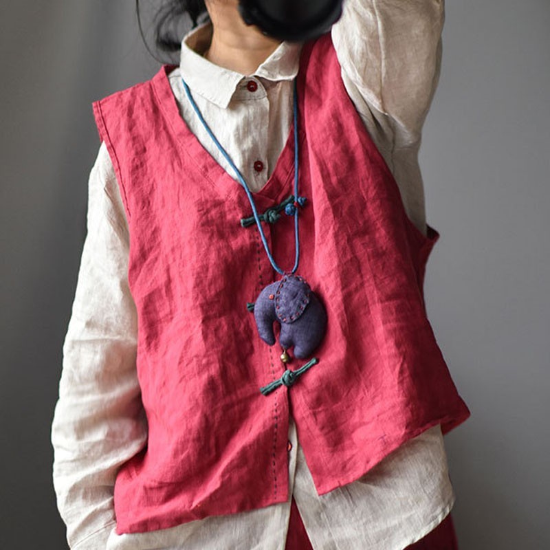 Johnature Cotton Linen Retro Plate Buckle V-neck All-match Cardigan Vest Autumn Loose Comfortable Women 6 color vest 210521, Brown
Johnature Cotton Linen Retro Plate Buckle V-neck All-match Cardigan Vest Autumn Loose Comfortable Women 6 color vest 210521, Brown