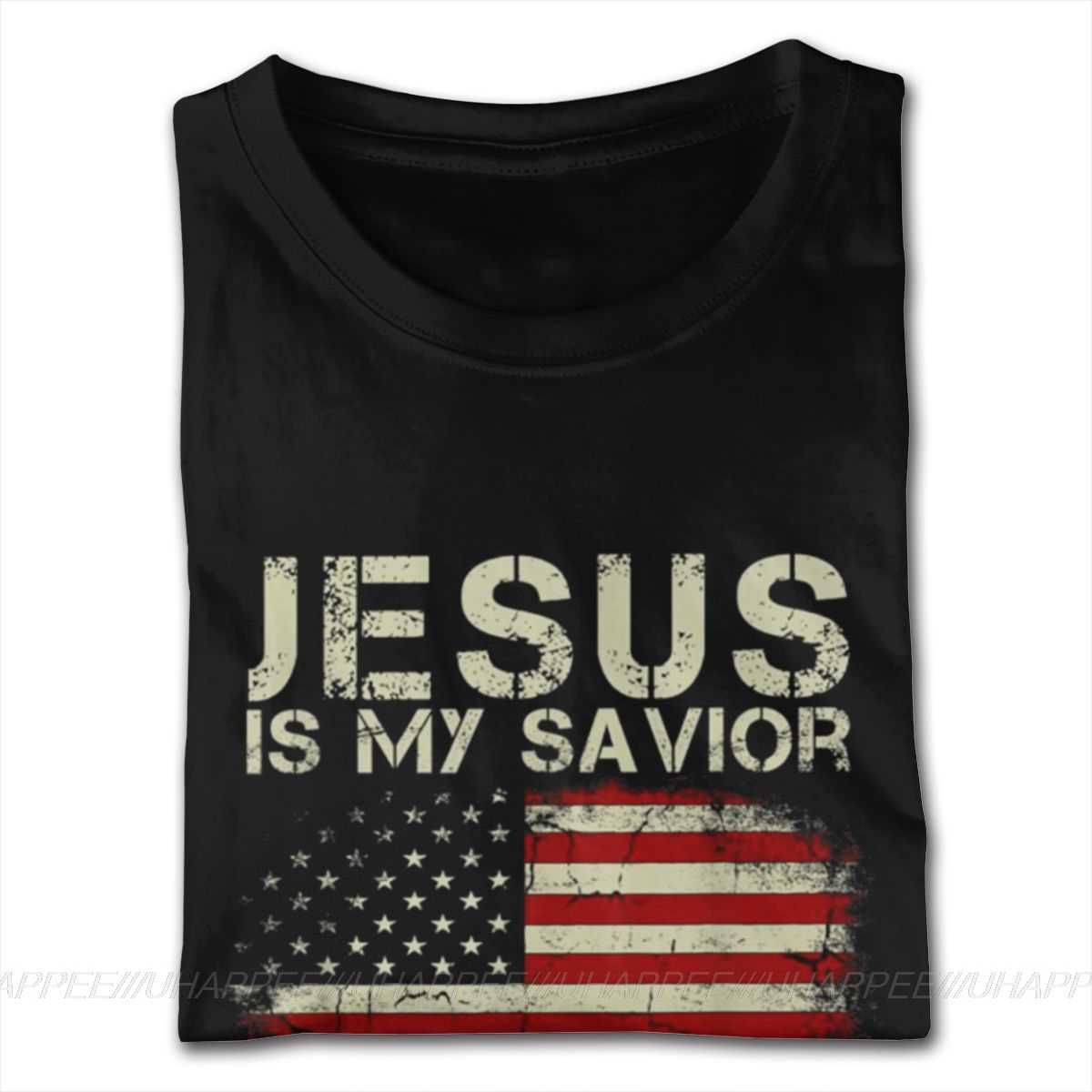 Funny Jesus Is My Savior Trump President Tees Shirt Men Bespoke Short Sleeved Cotton O-neck Tee Shirts 210629