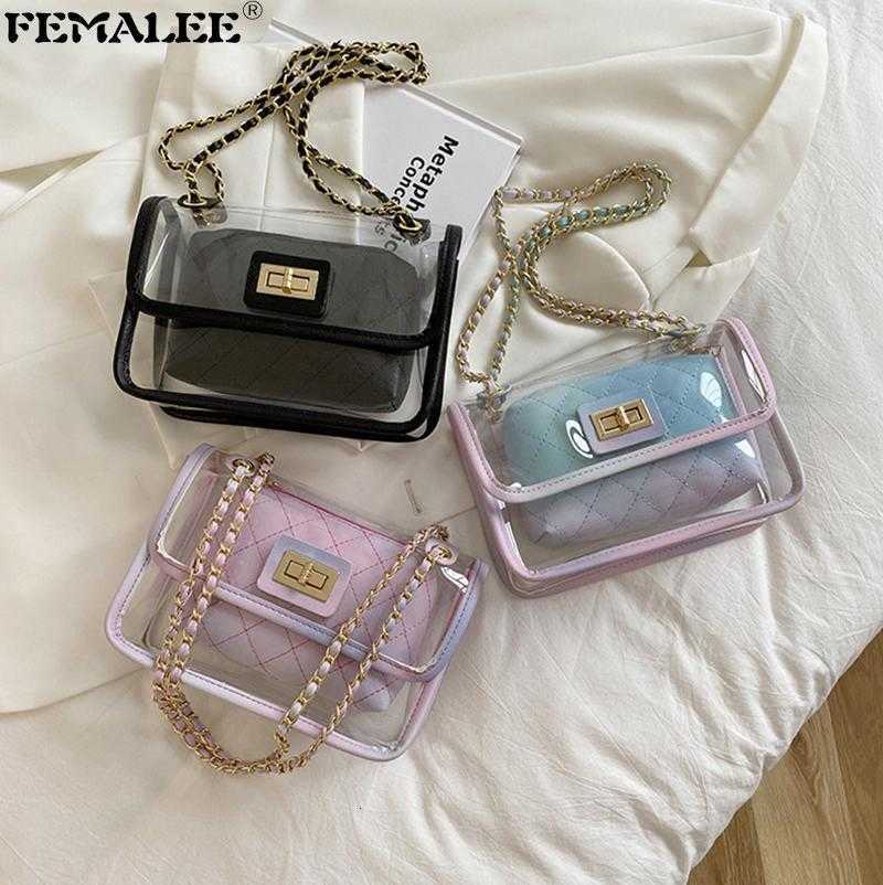 Designer Clear Shoulder Women Bags Flap Handbags Fashion Chains Pvc Elegant Crossbody Sac Luxury Transparent Mujer a Main, Blue
Designer Clear Shoulder Women Bags Flap Handbags Fashion Chains Pvc Elegant Crossbody Sac Luxury Transparent Mujer a Main, Blue