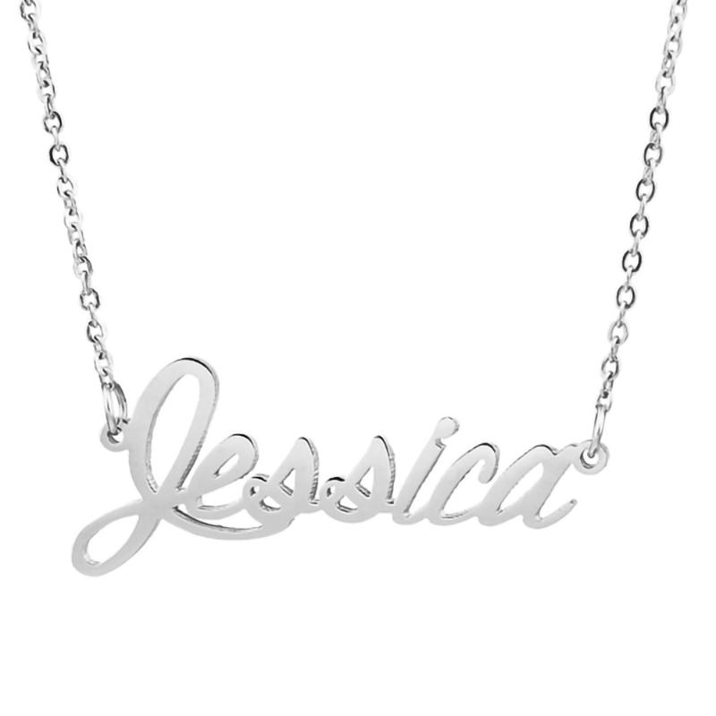 Pendant Necklaces Jessica Name Necklace Personalised Stainless Steel Women Choker 18k Gold Plated Alphabet Letter Jewelry Friends