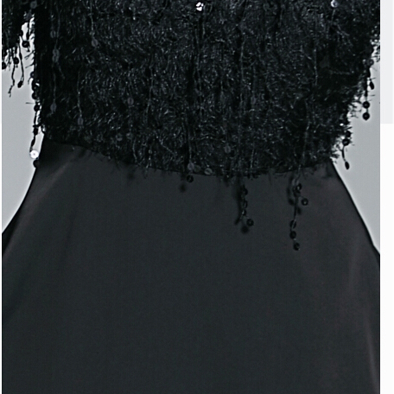 Fashion Runway Summer Dress Women's Short Sleeves Casual Sequin Black Tassel Vintage Patchwork Dresses Vestidos 210520