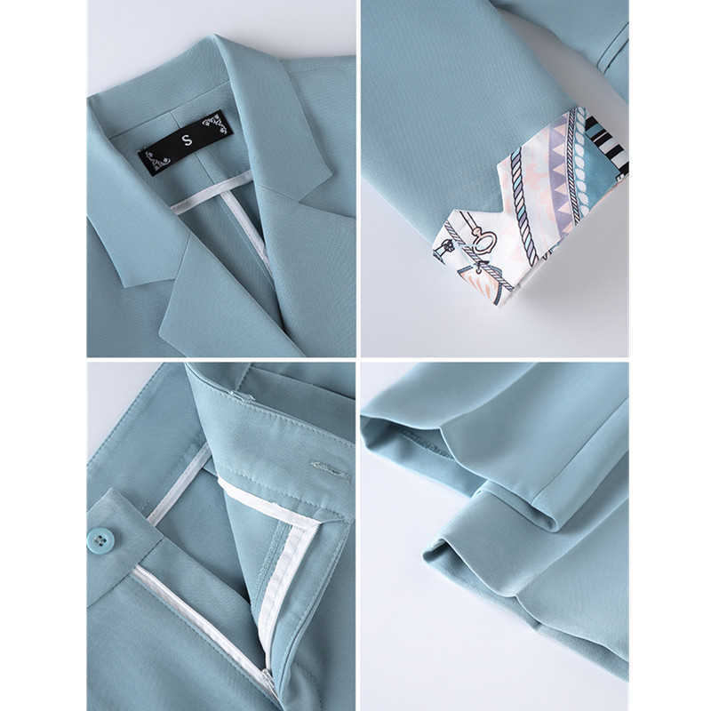 Pink Pants Suit Women Summer Professional Half Sleeve Slim Blazer and Trousers Office Ladies Fashion Casual Work Wear 210604