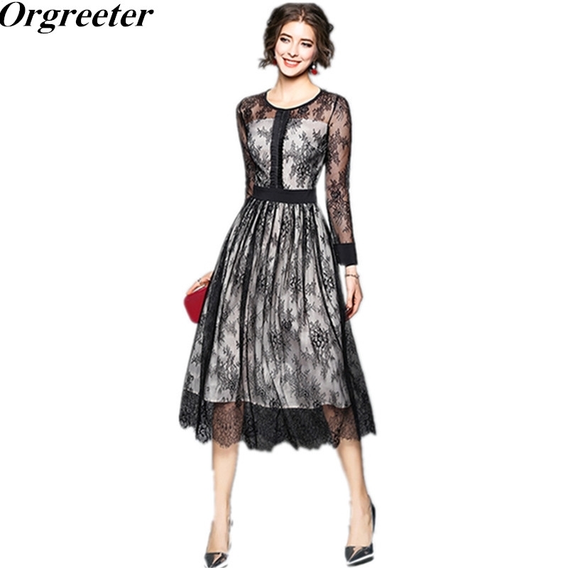Black Lace Dress Spring Fashion Women O-neck Slim Patchwork Casual Sexy perspective Party es 210525
Black Lace Dress Spring Fashion Women O-neck Slim Patchwork Casual Sexy perspective Party es 210525