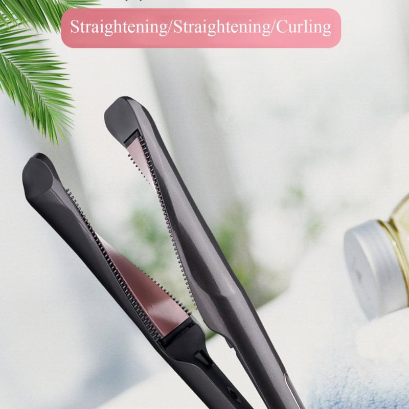 Electic 2 In 1 Twisted Hair Curler Slanting Plate Liquid Crystal Straightener Tail Rotating Temperature Curling Clipper Brushes1