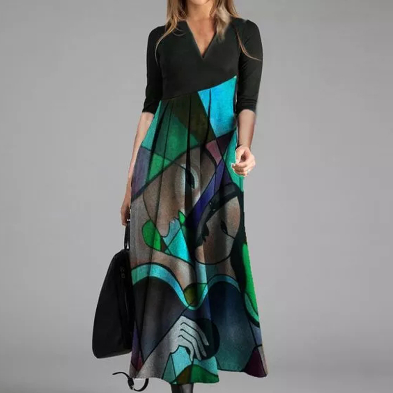Elegant Women Dress Autumn 2021 Winter Retro Print Party Dresses Cross V-Neck Long Sleeves Slim Midi Dress Lady Casual Veatidos, Style1
Elegant Women Dress Autumn 2021 Winter Retro Print Party Dresses Cross V-Neck Long Sleeves Slim Midi Dress Lady Casual Veatidos, Style1