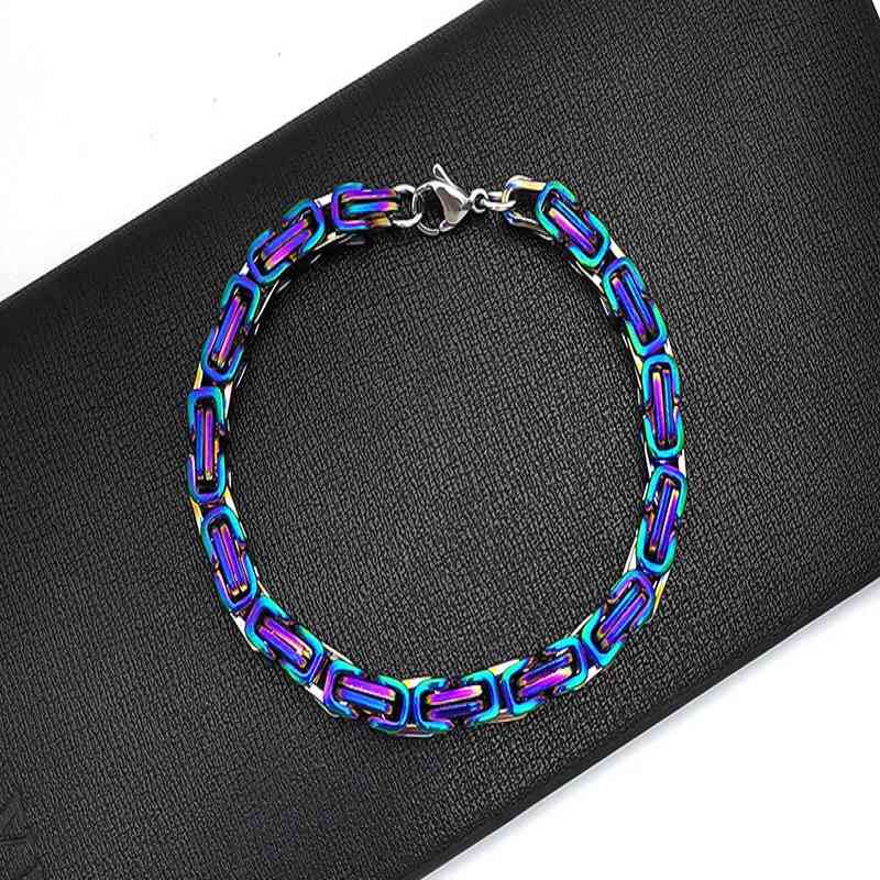 Byzantine Bracelet Stainless Steel Jewelry for Men Women 5mm 6mm 7mm Handmade Colorful Bangles Gifts