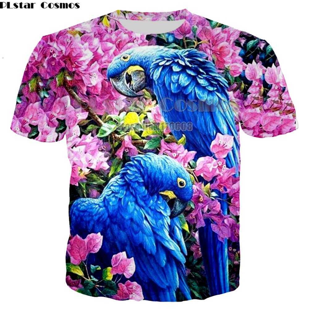 Parrot T Shirt Men Flower Tshirt Hip Hop Tee brid 3d Print T-shirt women Clothing Casual Tops sweatshirt shirt 7XL 210629