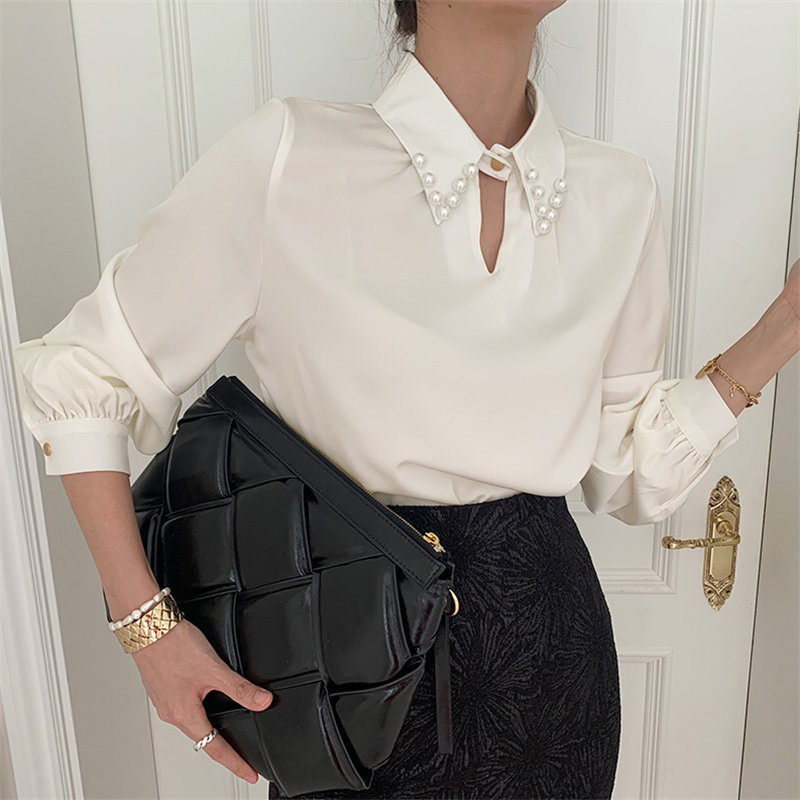 White Chic Lapel OL Loose Brief Gentle Outwear Minimalist High Quality Streetwear Casual Stylish Blouses 210421