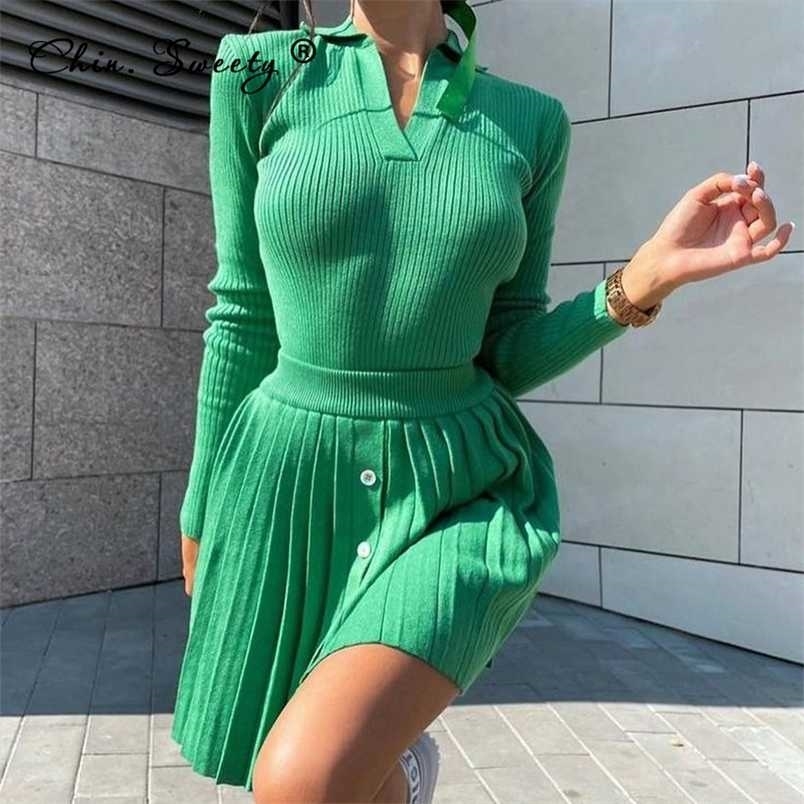Knit Women' Pleated Skirt Slim Pullovers Set Autumn Buttons Long Sleeve Knitwear Mini Skirt Sets Ladies Party Tops Suits 211109, 02 brown
Knit Women' Pleated Skirt Slim Pullovers Set Autumn Buttons Long Sleeve Knitwear Mini Skirt Sets Ladies Party Tops Suits 211109, 02 brown