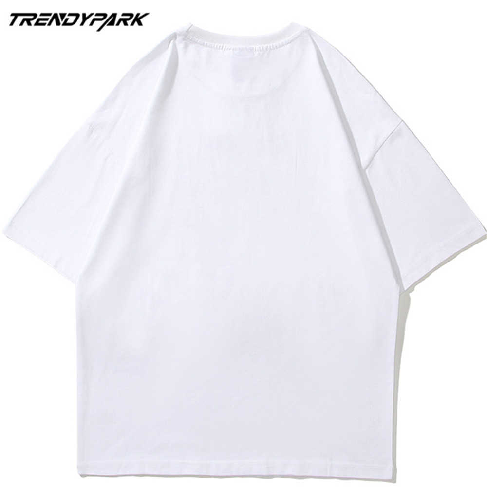 Men's T-shirt Summer Short Sleeve Cute Little Dinosaur Hip Hop Oversized Cotton Casual Harajuku Streetwear Top Tshirts 210601