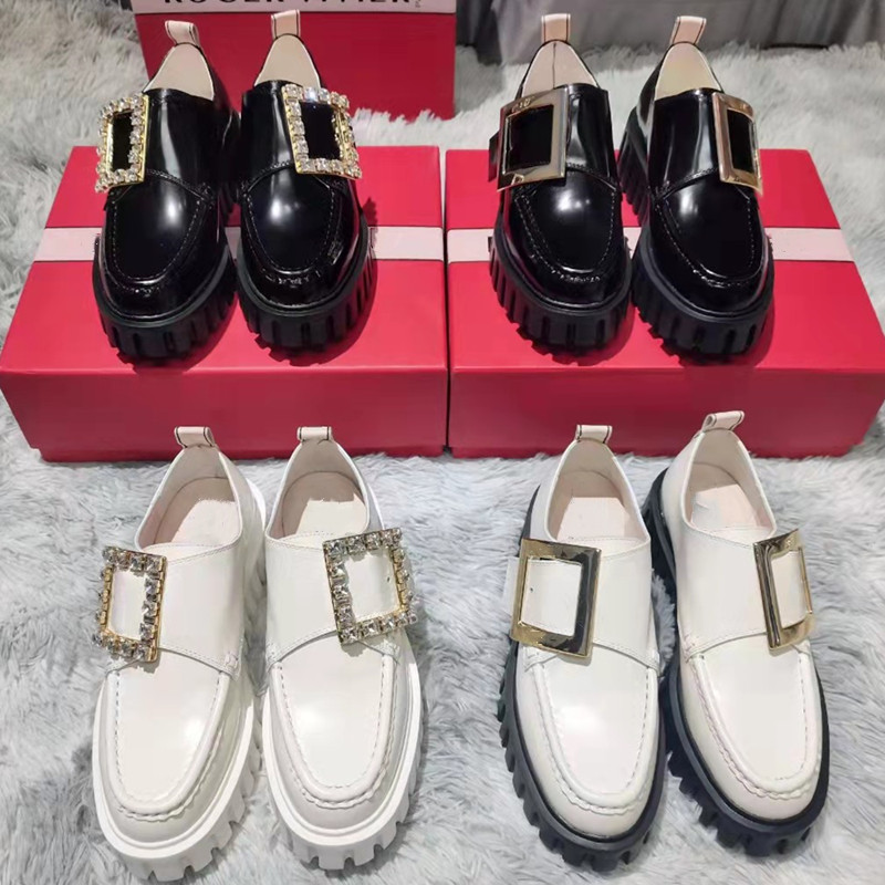 Thick Bottom Round Toe Genuine Leather Loafers Shoes Top Quality Square Buckle Crystal Pumps Shoes Sfor Ladies Single Shoe Luxury Designers, As picture 4.5cm
Thick Bottom Round Toe Genuine Leather Loafers Shoes Top Quality Square Buckle Crystal Pumps Shoes Sfor Ladies Single Shoe Luxury Designers, As picture 4.5cm