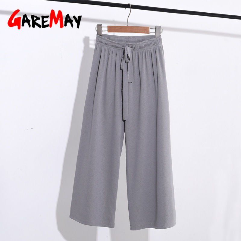 Spring Wide Leg Pants Women Loose Casual Cropped Pant Female Streetwear High Waist Straight Harem for Cargo 210428