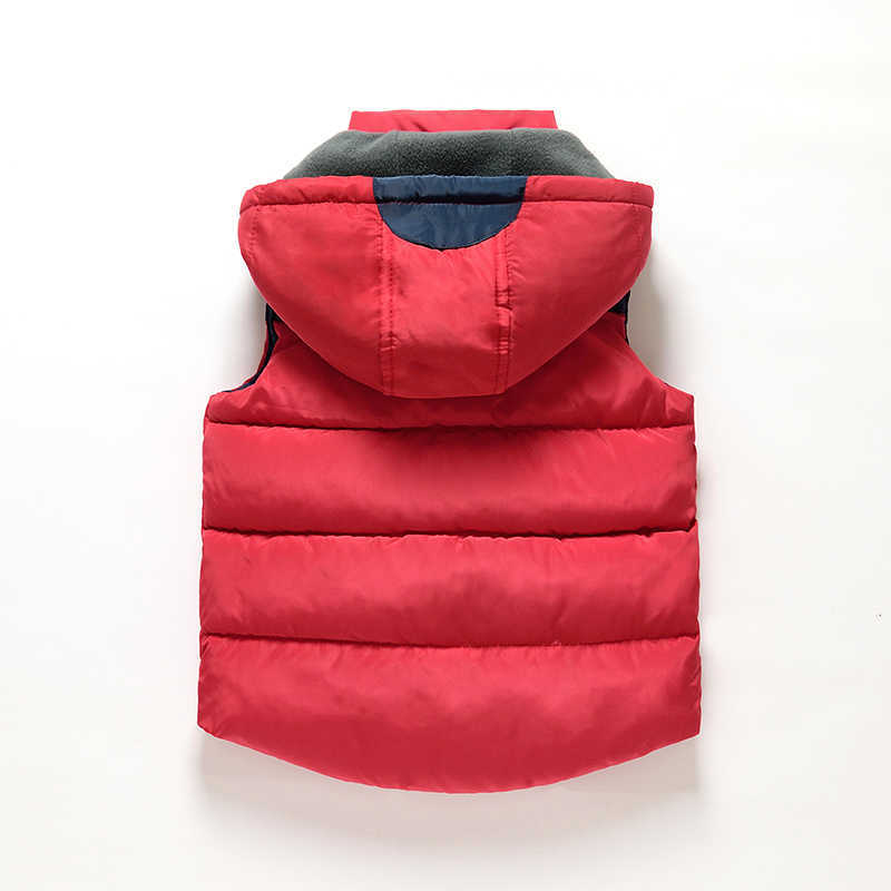 Winter Warm 3-11 12 Years Teenager Christmas Gift Thickening Outerwear Coat Color Patchwork Hooded Vest For Kids Boys Girls 210529