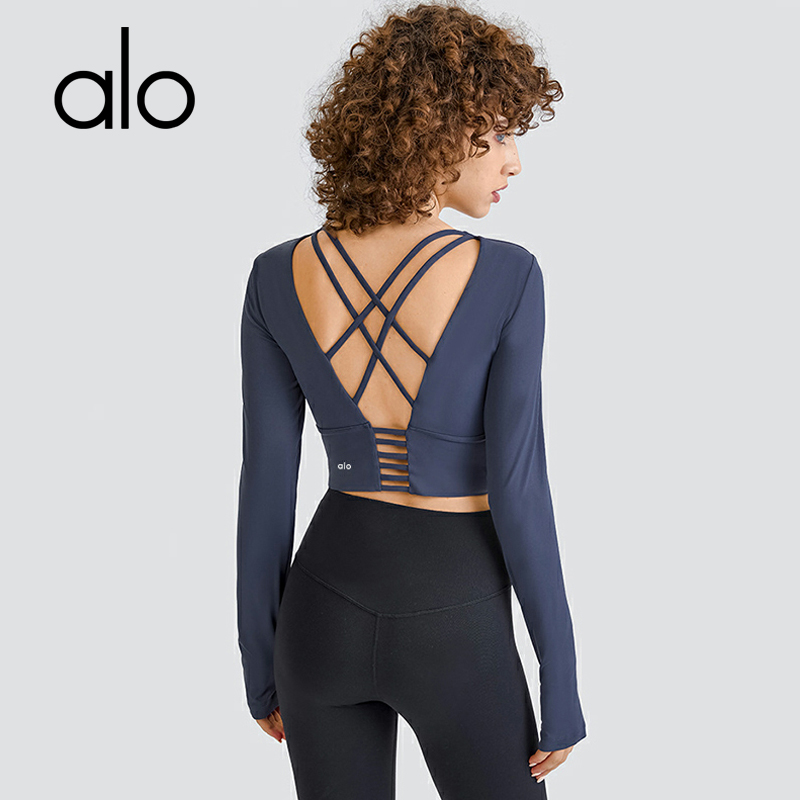 Alo New ladies sexy thin shoulder straps cross beautiful back yoga Yoga Outfit short halter half fitness long-sleeved T-shirt
Alo New ladies sexy thin shoulder straps cross beautiful back yoga Yoga Outfit short halter half fitness long-sleeved T-shirt