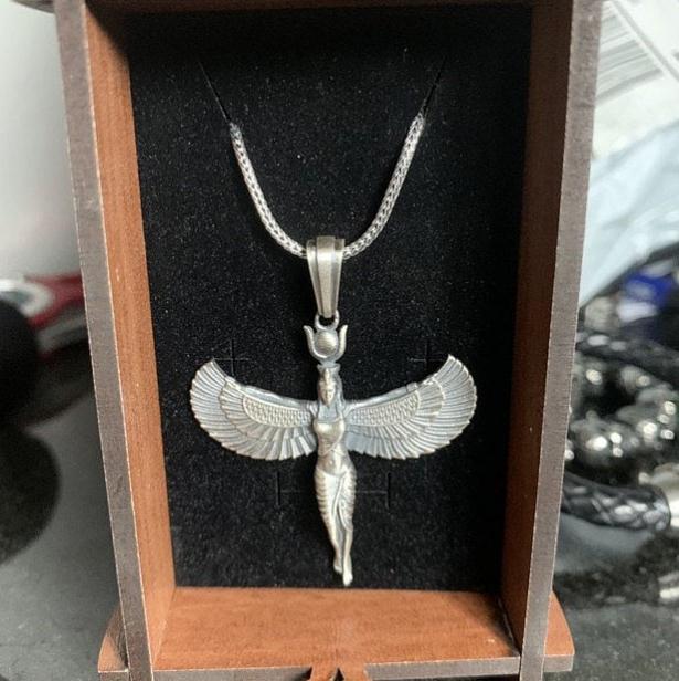 Isis Pendant Necklace 316L Stainless Steel Silver Women Egyptian Winged Goddess Jewelry Gifts