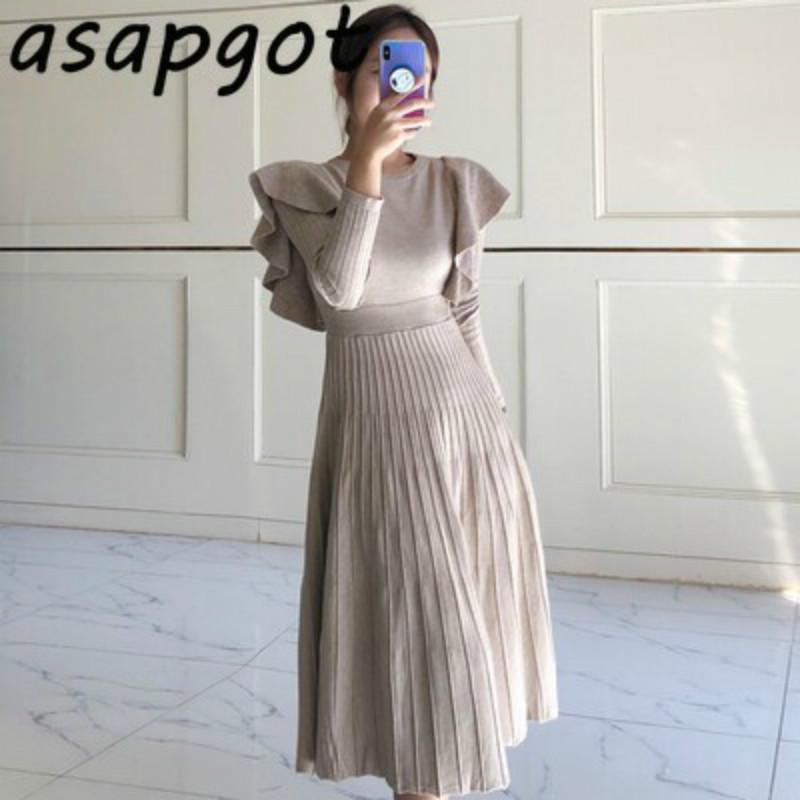 Casual Dresses Korea Ins Temperament Elegant Retro Waist Slim O Neck Long Sleeve Knitted Dress Autumn Cotton Pullovers Knit Pleated Robe Fem, Black;gray
Casual Dresses Korea Ins Temperament Elegant Retro Waist Slim O Neck Long Sleeve Knitted Dress Autumn Cotton Pullovers Knit Pleated Robe Fem, Black;gray