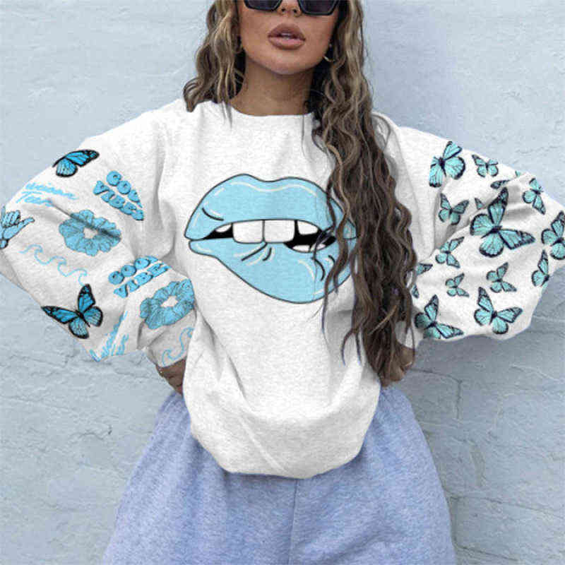 Yskkt Sweatshirt Women Colorful Pullover Tops Spring Autumn Fashion Streetwear Oversized Loose Shirt Pullover Sweatshirts 211108