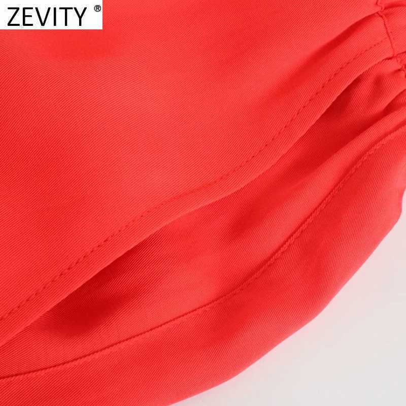 Zevity Women Simply Solid Color Pockets Patch Casual Straight Pants Female Chic Elastic Waist Lace Up Summer Long Trousers P1129 210603