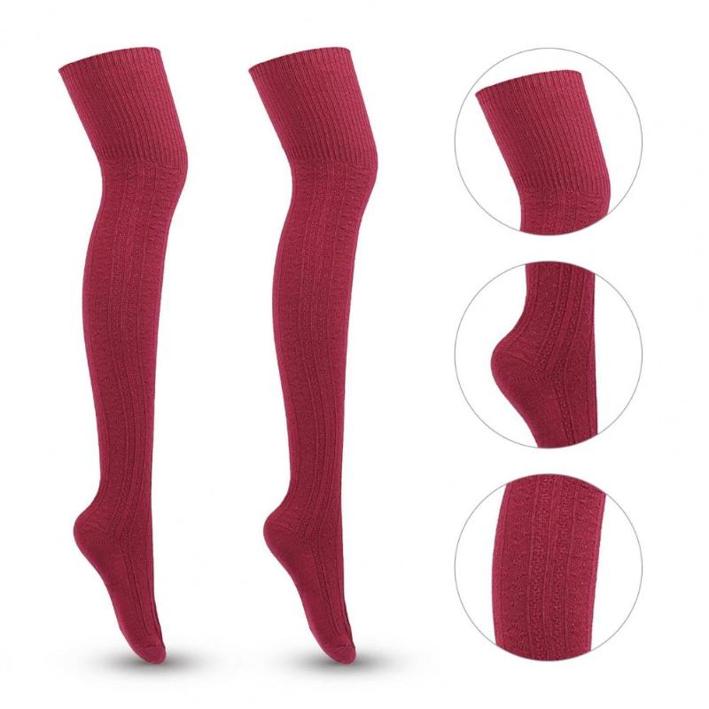 Socks & Hosiery 1Pair Sexy Lady Cotton Over The Knee Thigh High Medias For Women Thinner Black Grey White Warm Long Stockings