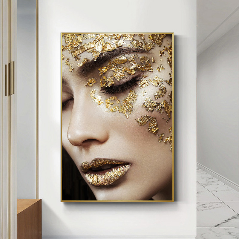 Modern Art Canvas Poster Gold Woman Print Oil Painting Cuadros Figure Wall Pictures For Living Room Decoration Mural Frameless