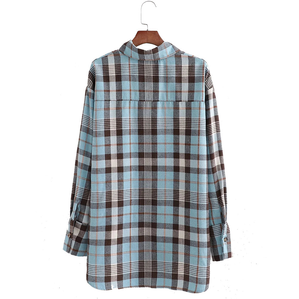 Fashion Women Plaid Shirt Chic Checked Blouse Long Sleeve Female Casual Print Shirts Loose Tops Blusas 210520