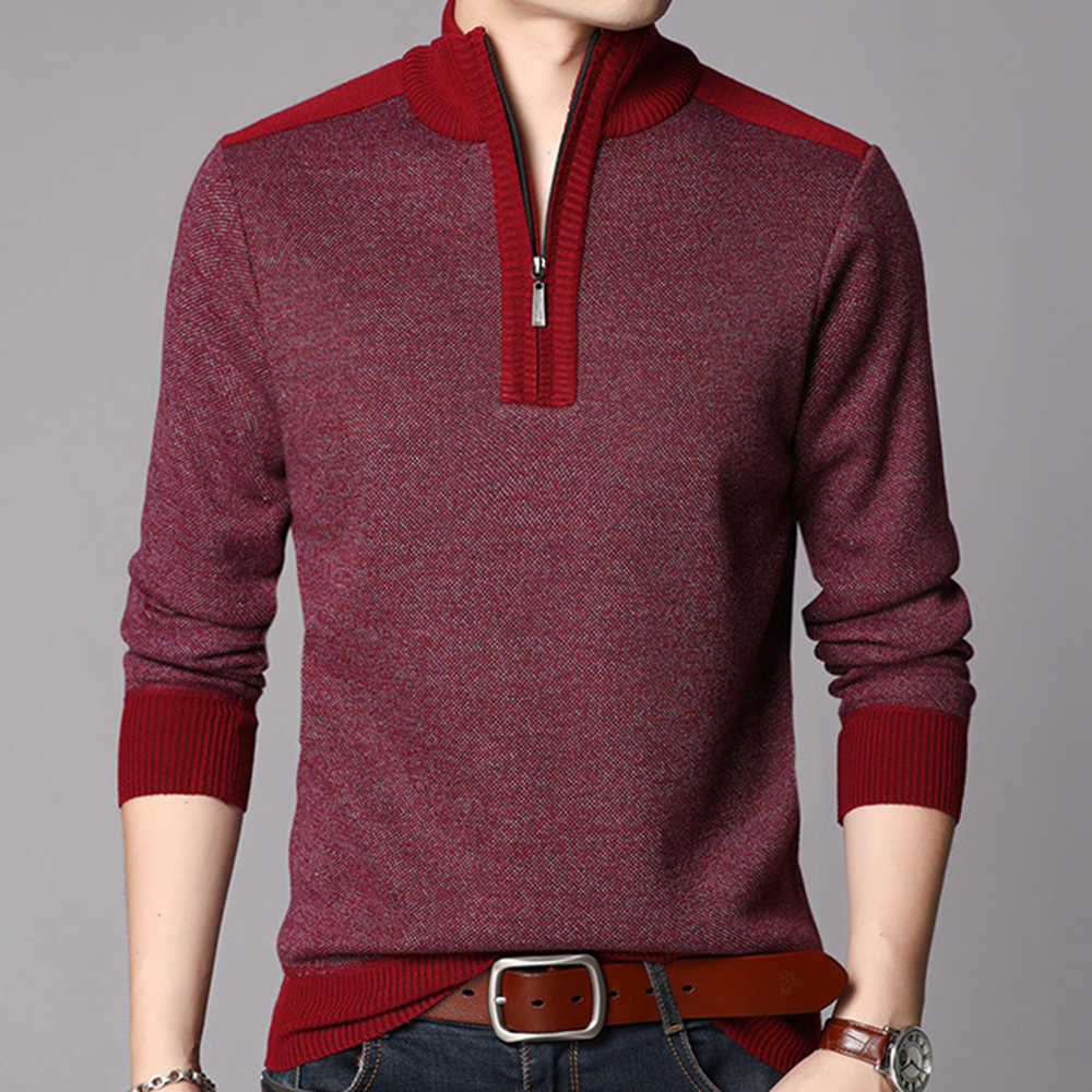 Cashmere Sweater Men Clothes Spring Autumn Winter Thick Warm Wool Pullover Men Casual Zipper Turtleneck Pull Homme MZM063 210818