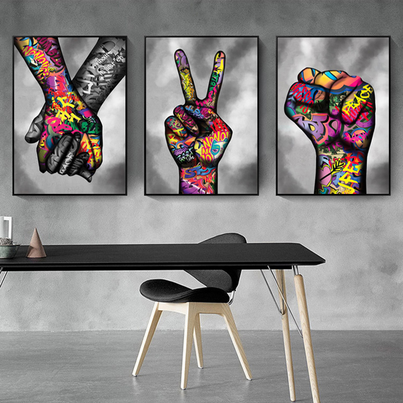 Graffiti Street Art Abstract Hand Poster Canvas Painting Cuadros Wall Decor Pictures For Living Room Modern Home Decor No Frame