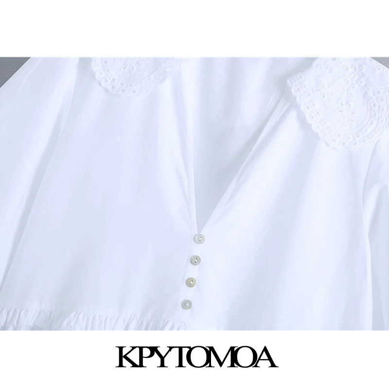 Women Sweet Fashion Cutwork Embroidery White Mini Dress Short Sleeve Ruffled Female Dresses Vestidos Mujer 210420