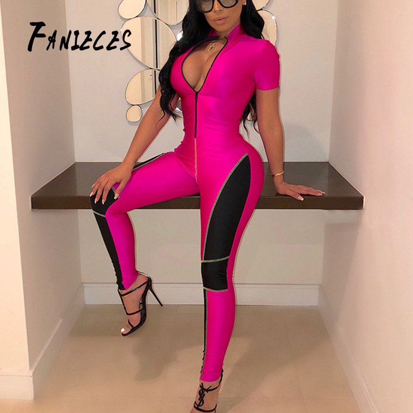 women summer bodysuit casual fashion fitness jumpsuit short sleeve full length slim skinny solid color zipper stracksuit 210520, Beige
women summer bodysuit casual fashion fitness jumpsuit short sleeve full length slim skinny solid color zipper stracksuit 210520, Beige