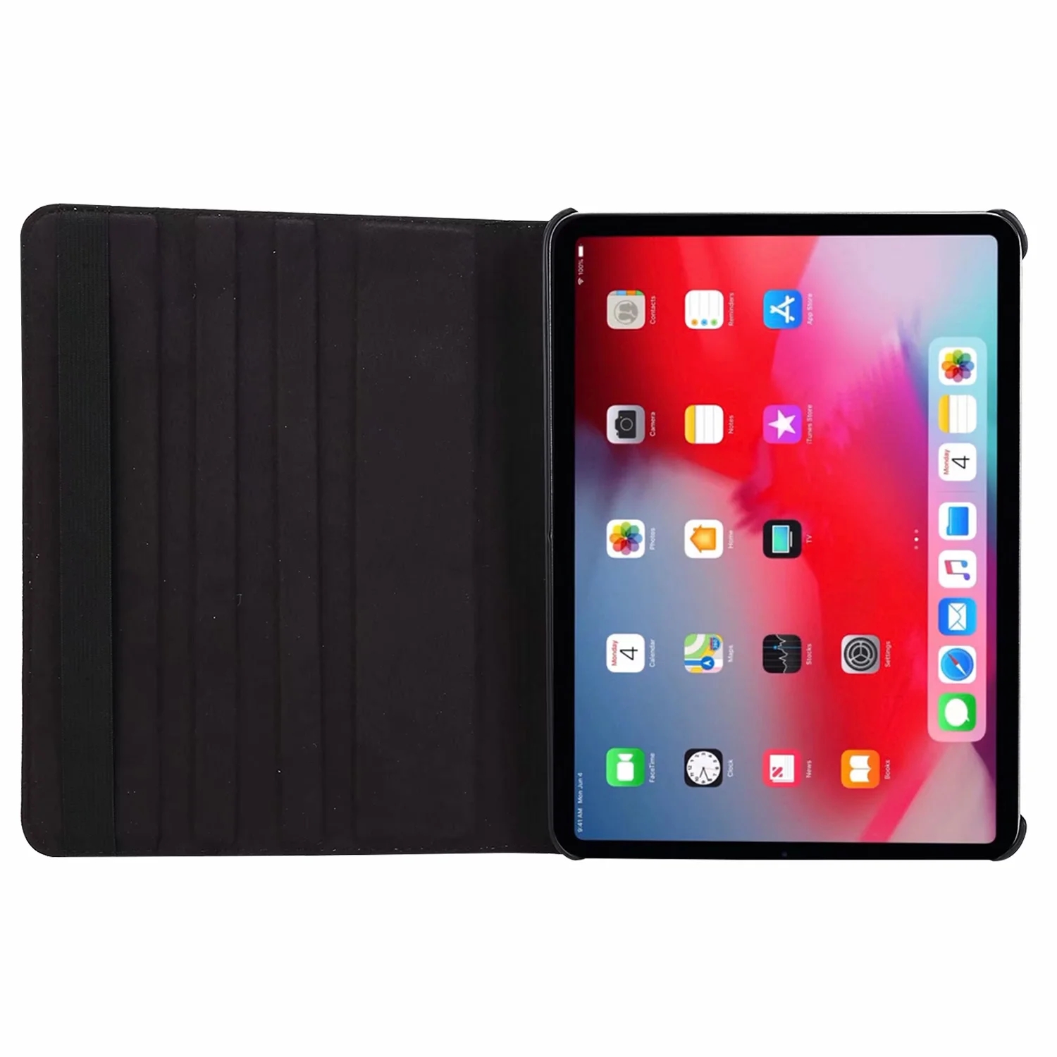 360° Rotation Tablet Cases for iPad Pro 129inch 3rd4th Gen Litchi Texture PU Leather Flip Kickstand Cover with Multi View An