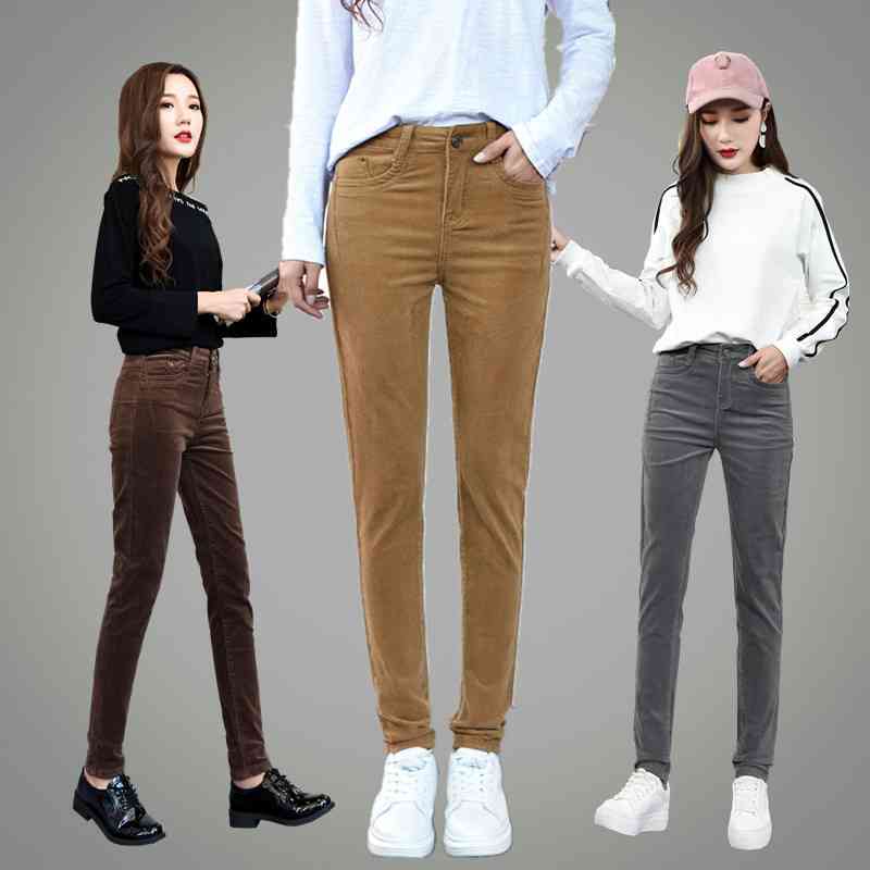 Skinny corduroy pants capris for women with high waist OL office pleated vintage pencil pants female trousers Plus size -40 210519, Dark brown
Skinny corduroy pants capris for women with high waist OL office pleated vintage pencil pants female trousers Plus size -40 210519, Dark brown