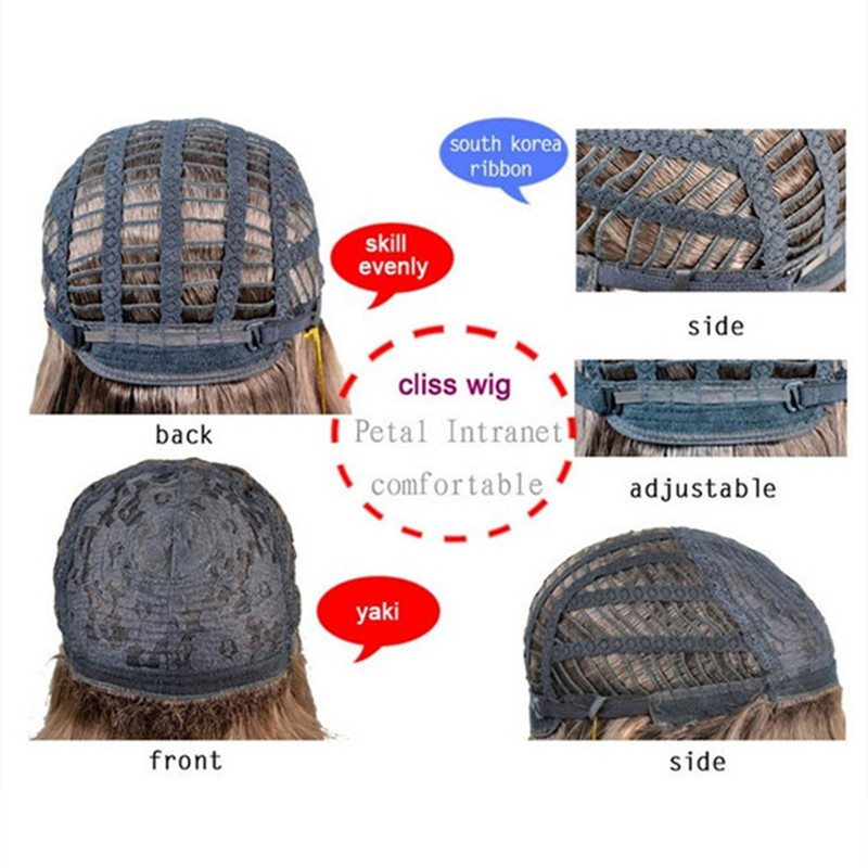 WoodFestival women long straight wig brown black blonde mixed color hair wigs heat resistant synthetic fiber wigs