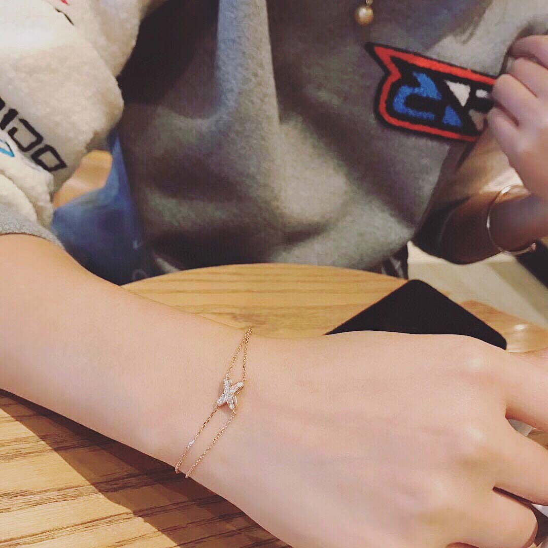 S925 silver charm corss style bracelet with diamonds for women wedding jewelry gift have stamp in two colors plated PS2056