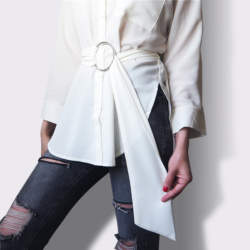 OL Style Elegant White Shirt Women Autumn Tops Fashion Formal Long Sleeve Lapel Lace-up Chiffon Blouses Blusas 210421