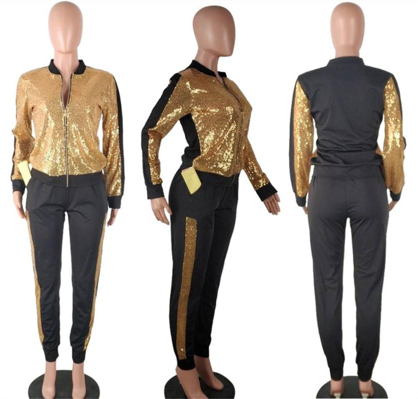 Two Piece Dress 2 Set Women Track Suit Tops And Pants Hooded Fashion Big Sequins Jogging Femme Sets Outfits Sweat Suits