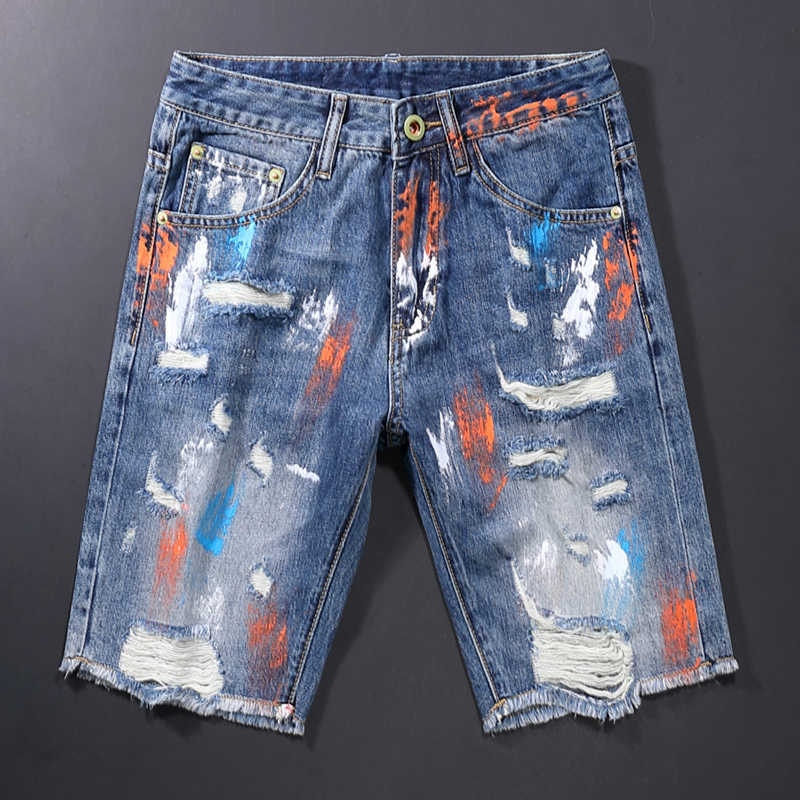 High Street Fashion Men Jeans Shorts Retro Blue Painted Designer Punk Style Ripped Denim Summer Hip Hop Short T78A
High Street Fashion Men Jeans Shorts Retro Blue Painted Designer Punk Style Ripped Denim Summer Hip Hop Short T78A
