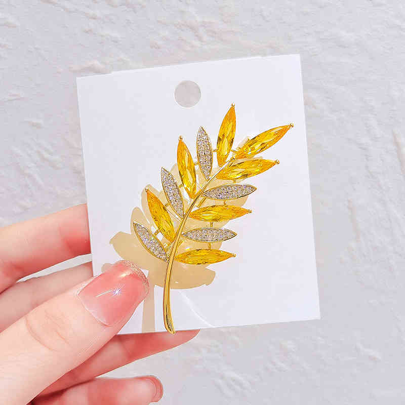 Temperament Personality Diamond Studded Wheat Ear Brooch 2021 Fashion High-grade Women's Fixed Clothes Pin Sweater Accessories