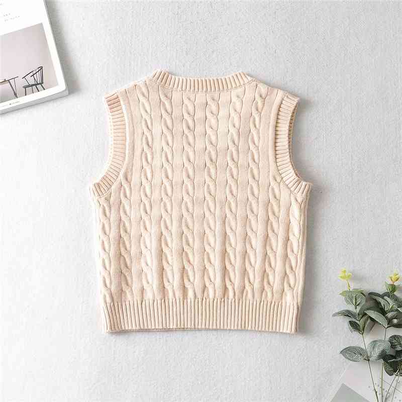 Vintage Women V-Neck Sweaters Vest Fashion Ladies Solid Knitted Tanks Streetwear Female Chic Beige Pullovers 210430