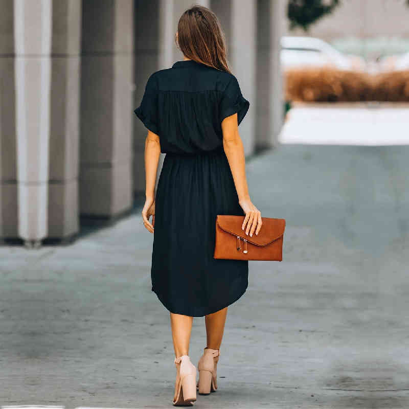 Casual Black Tunic Beach Cover Up Elegant V-neck High Waist Summer Dress Women wear Swimsuit Q1091 210420