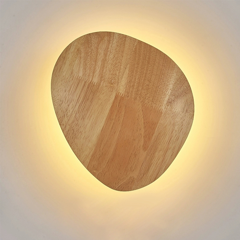 110-240V Wooden LED Wall Lamp Craft Round Oval Shape with Light Decorative Lamp Source Wall-mounted Indoor Lighting bathroom mirror headlights